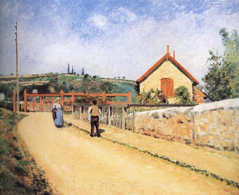 Camille Pissarro Pang plans Schwarz railway crossing
